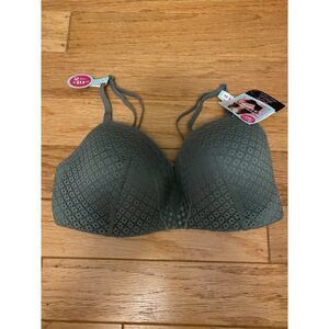 NWT Maidenform, women's green lace wireless adjustable strap bra size 34C
